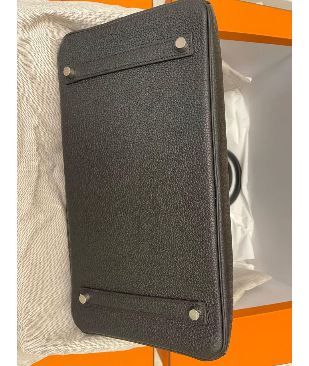 HERMES Черная кожаная сумка с короткими ручками, фото 7