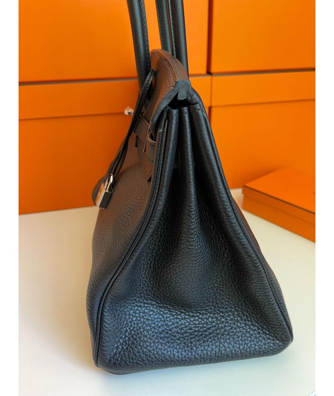 HERMES Черная кожаная сумка с короткими ручками, фото 2