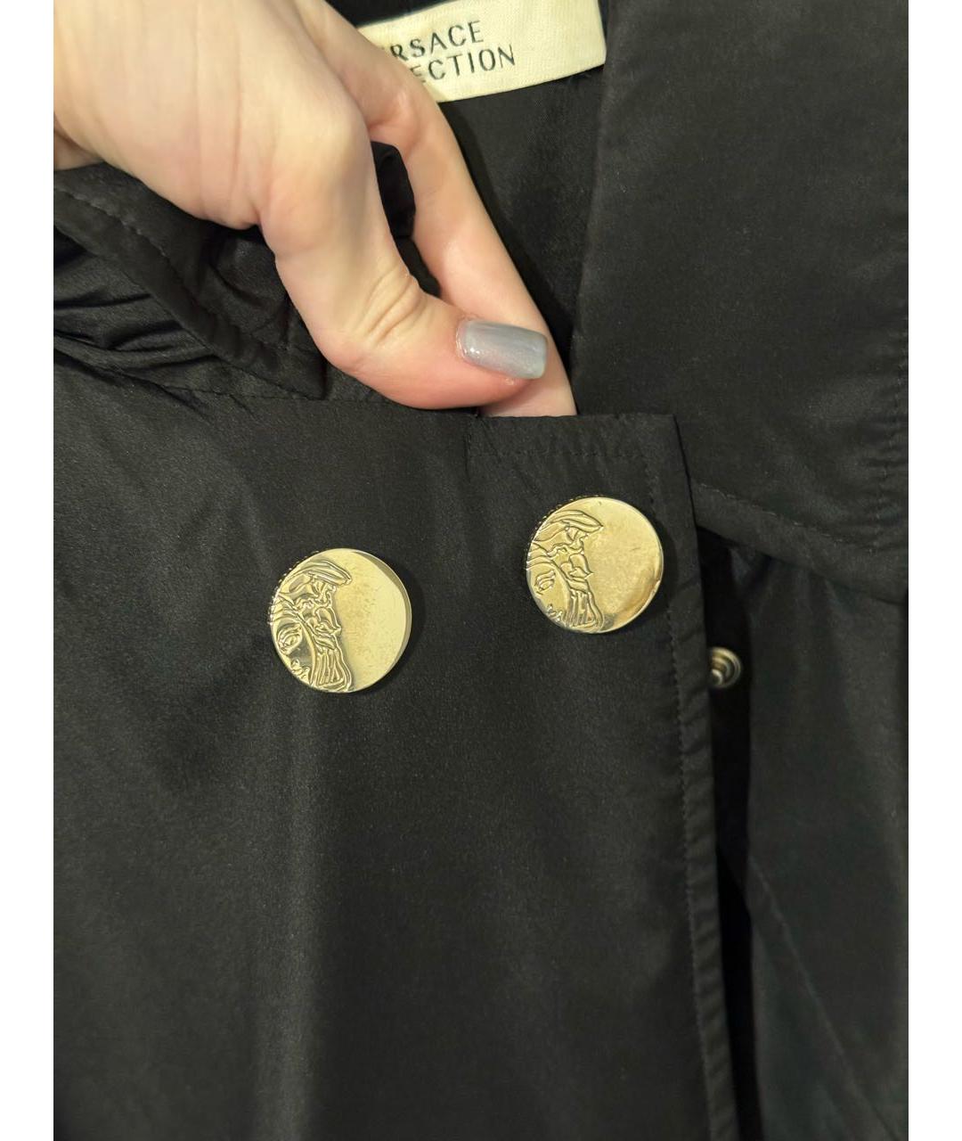 VERSACE Черный полиэстеровый тренч/плащ, фото 3