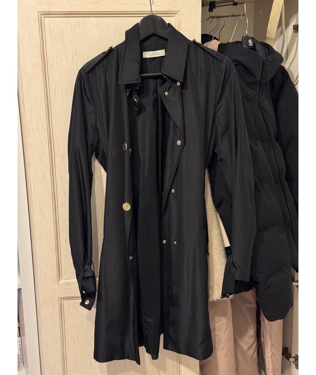 VERSACE Черный полиэстеровый тренч/плащ, фото 7