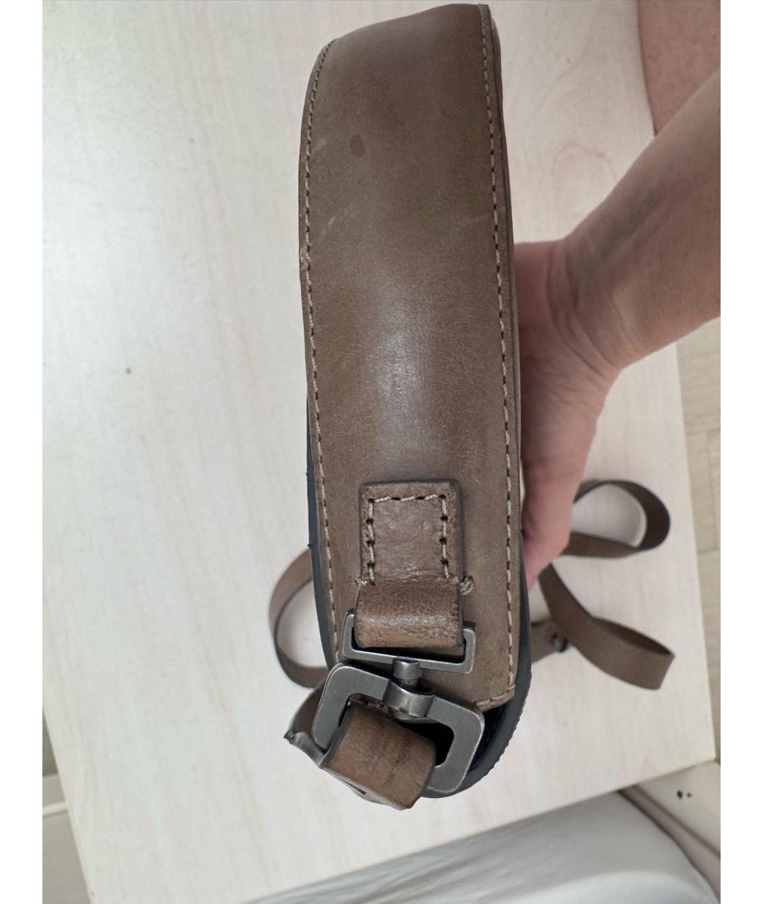 BRUNELLO CUCINELLI Бежевая кожаная сумка через плечо, фото 5