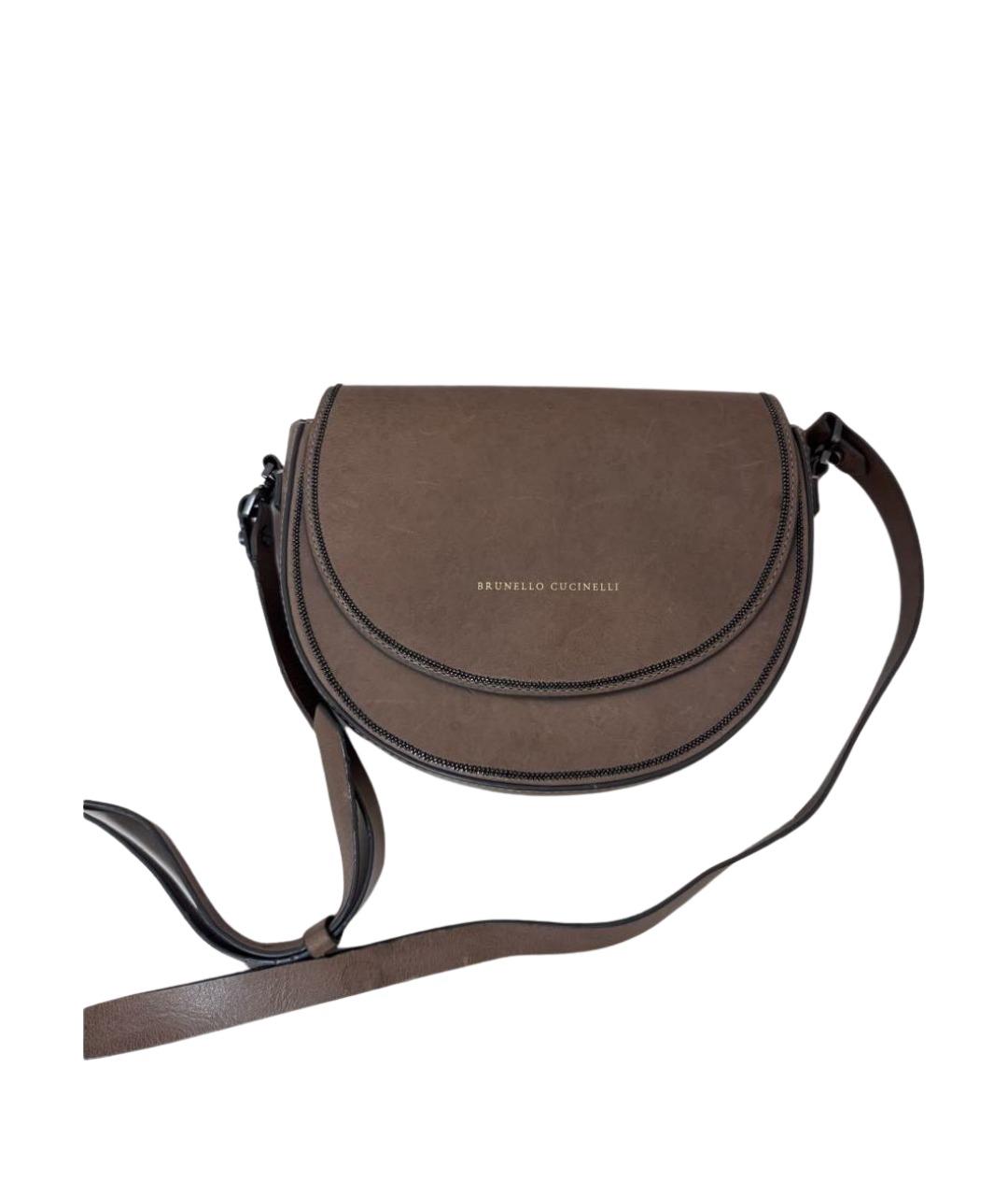 BRUNELLO CUCINELLI Бежевая кожаная сумка через плечо, фото 1