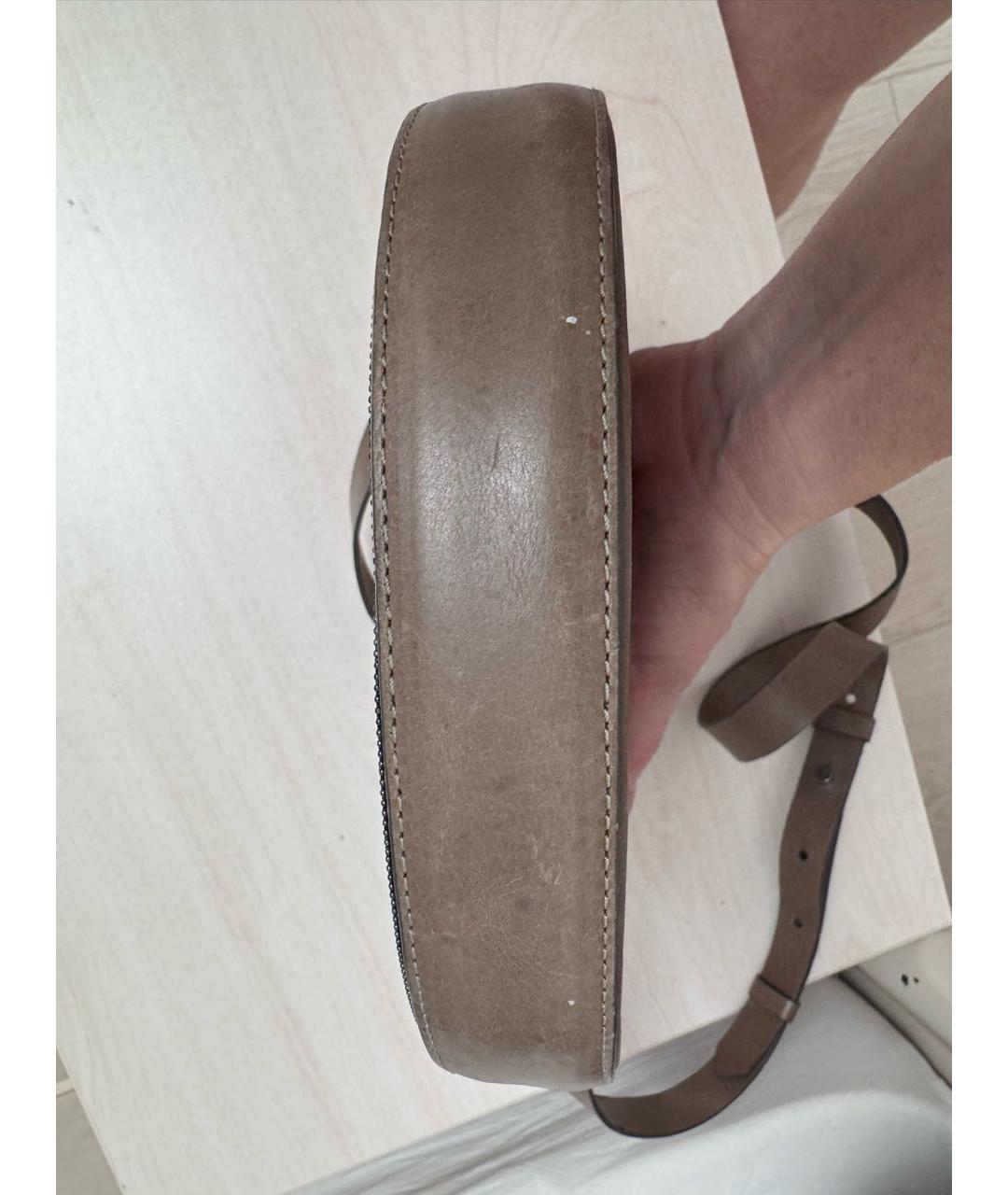 BRUNELLO CUCINELLI Бежевая кожаная сумка через плечо, фото 4