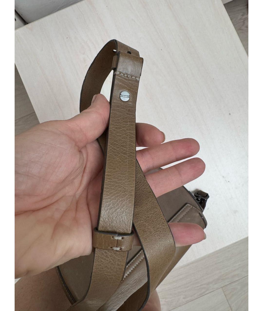 BRUNELLO CUCINELLI Бежевая кожаная сумка через плечо, фото 3