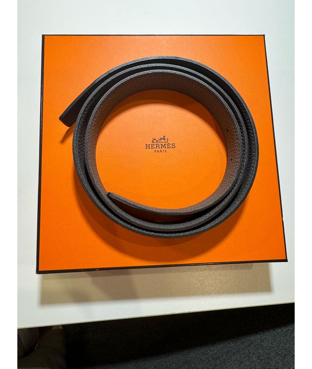 HERMES Черный кожаный ремень, фото 4