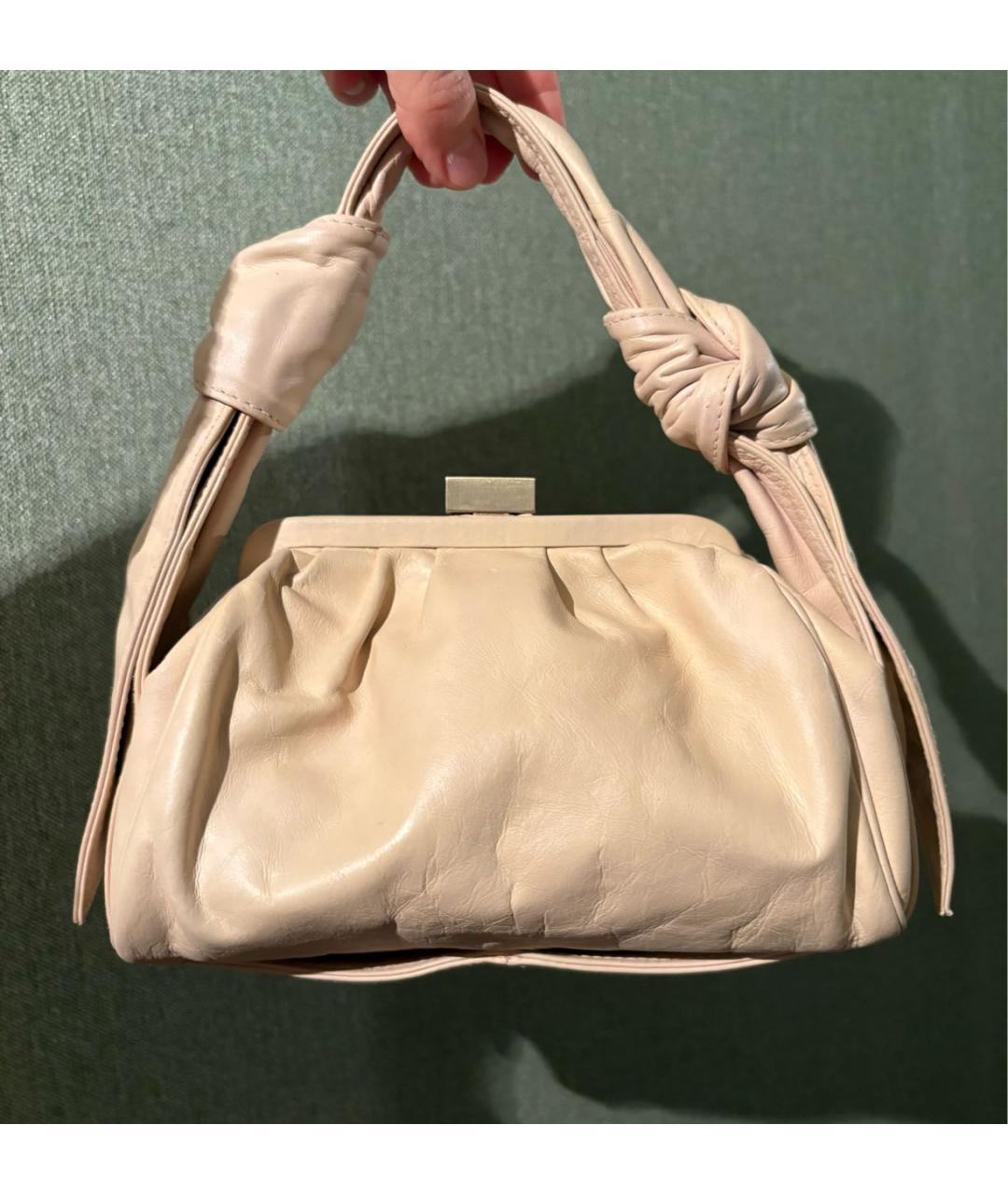 GIVENCHY Бежевая кожаная сумка с короткими ручками, фото 3