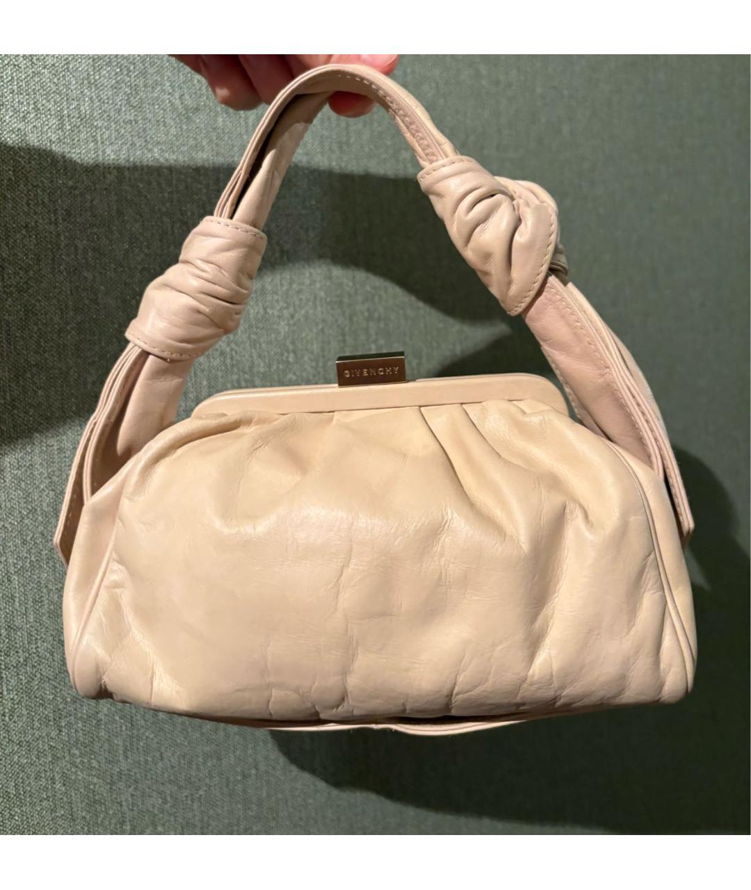 GIVENCHY Бежевая кожаная сумка с короткими ручками, фото 5