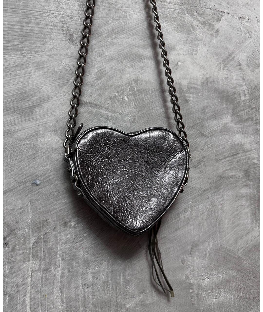 BALENCIAGA Серебряная кожаная сумка через плечо, фото 3