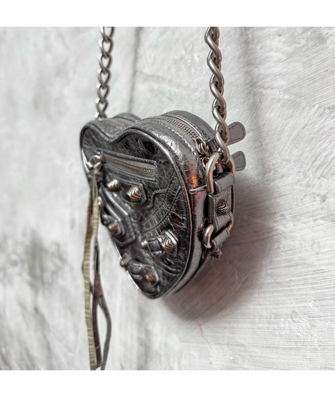 BALENCIAGA Серебряная кожаная сумка через плечо, фото 2