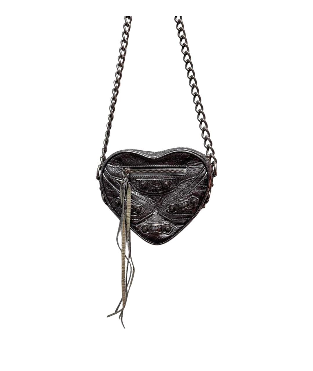 BALENCIAGA Серебряная кожаная сумка через плечо, фото 1