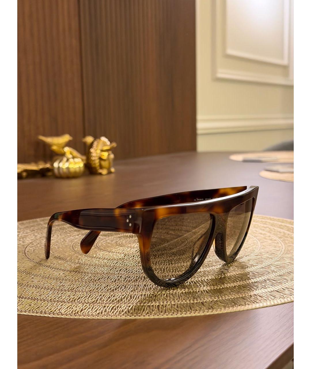 CELINE Коричневые пластиковые солнцезащитные очки, фото 2