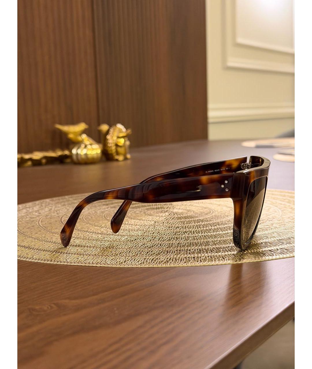 CELINE Коричневые пластиковые солнцезащитные очки, фото 5