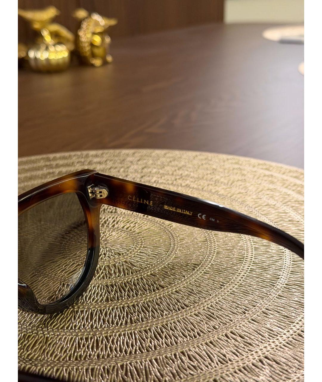 CELINE Коричневые пластиковые солнцезащитные очки, фото 7