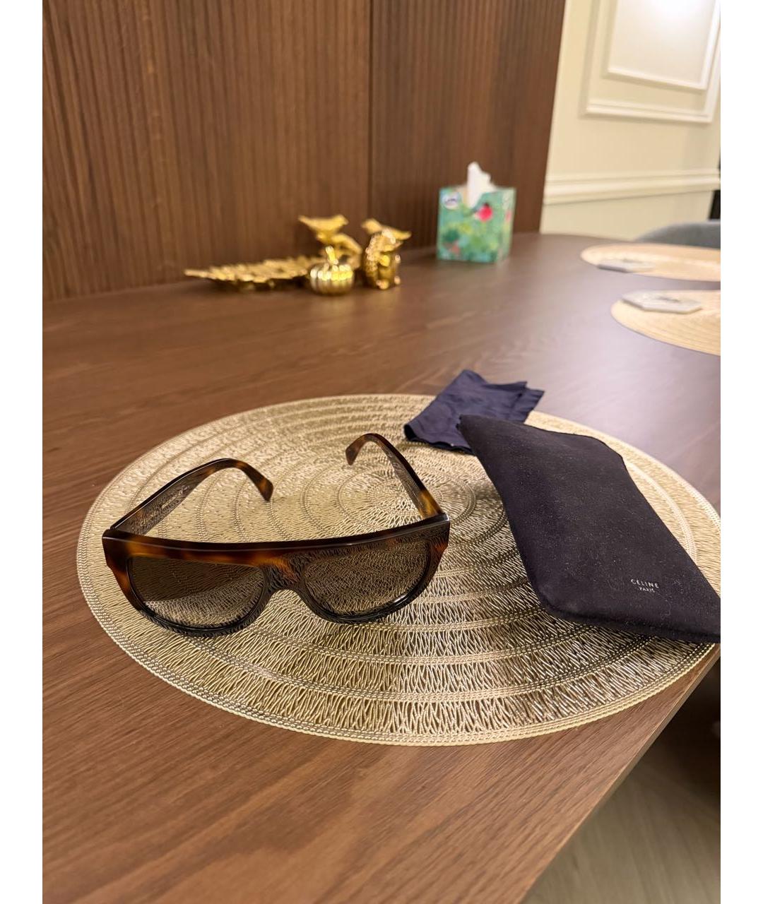 CELINE Коричневые пластиковые солнцезащитные очки, фото 4