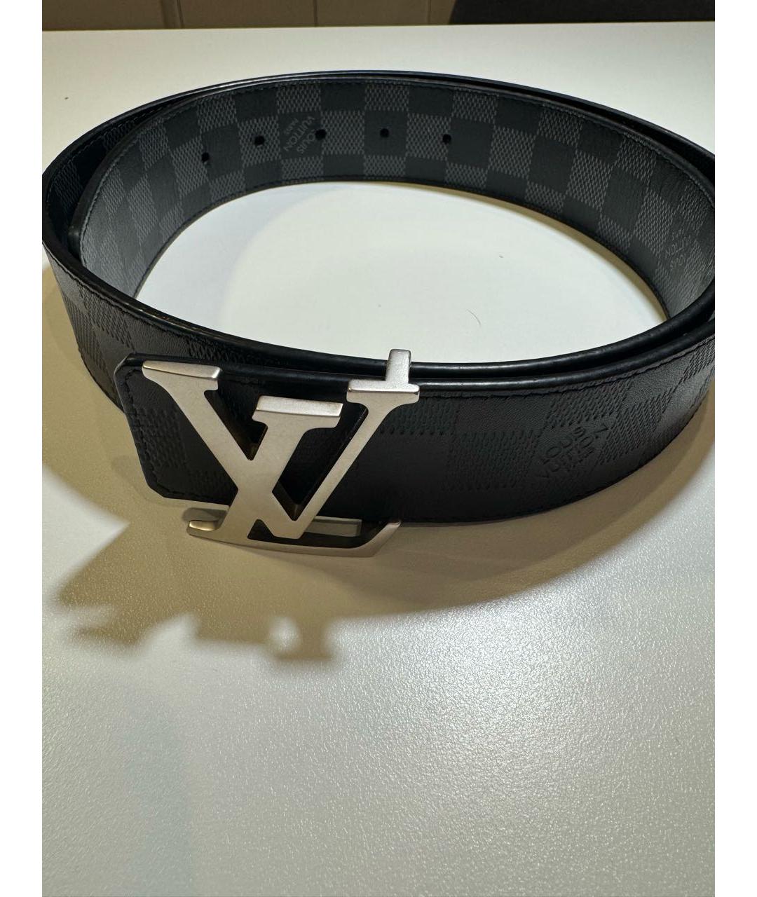 LOUIS VUITTON Черный кожаный ремень, фото 2