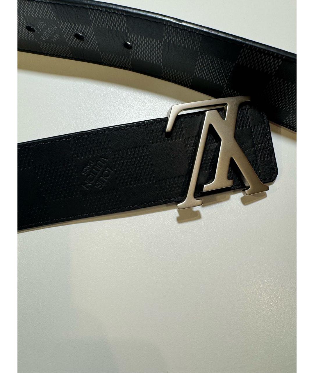 LOUIS VUITTON Черный кожаный ремень, фото 5