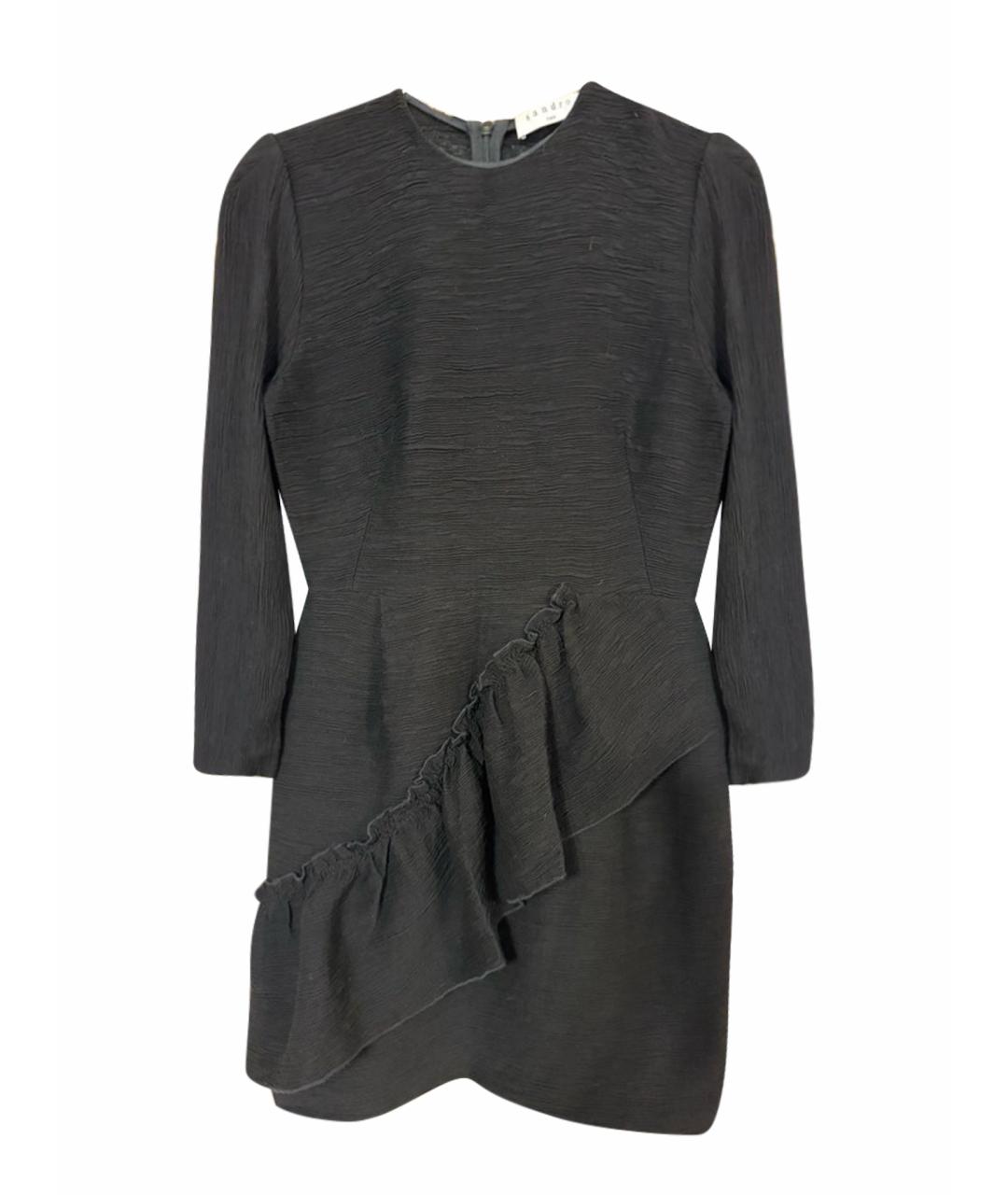 SANDRO Черное вискозное коктейльное платье, фото 1