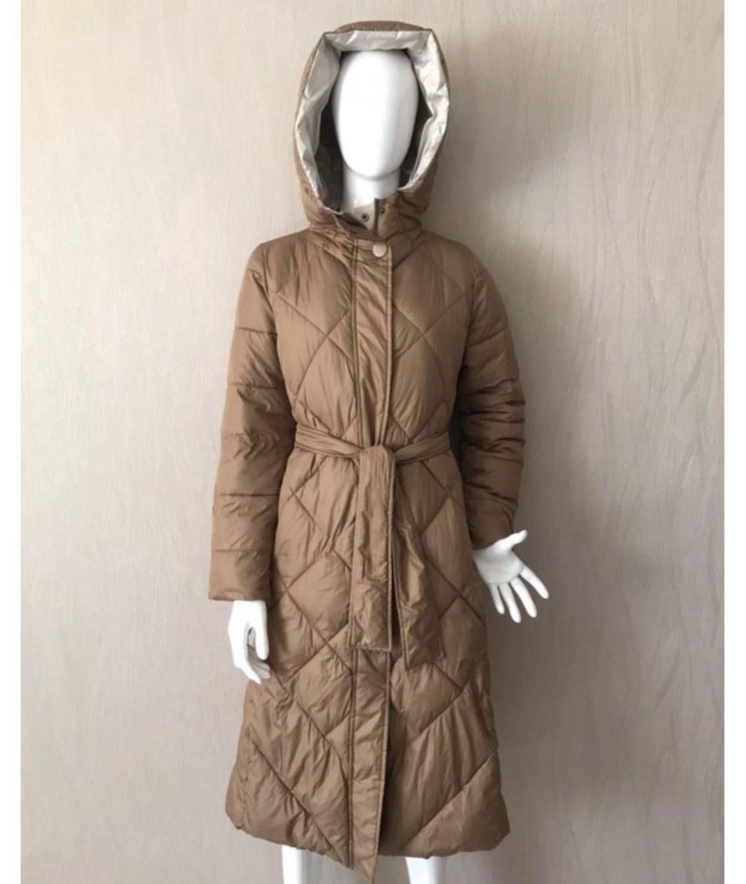 MAX MARA Коричневый полиэстеровый пуховик, фото 8