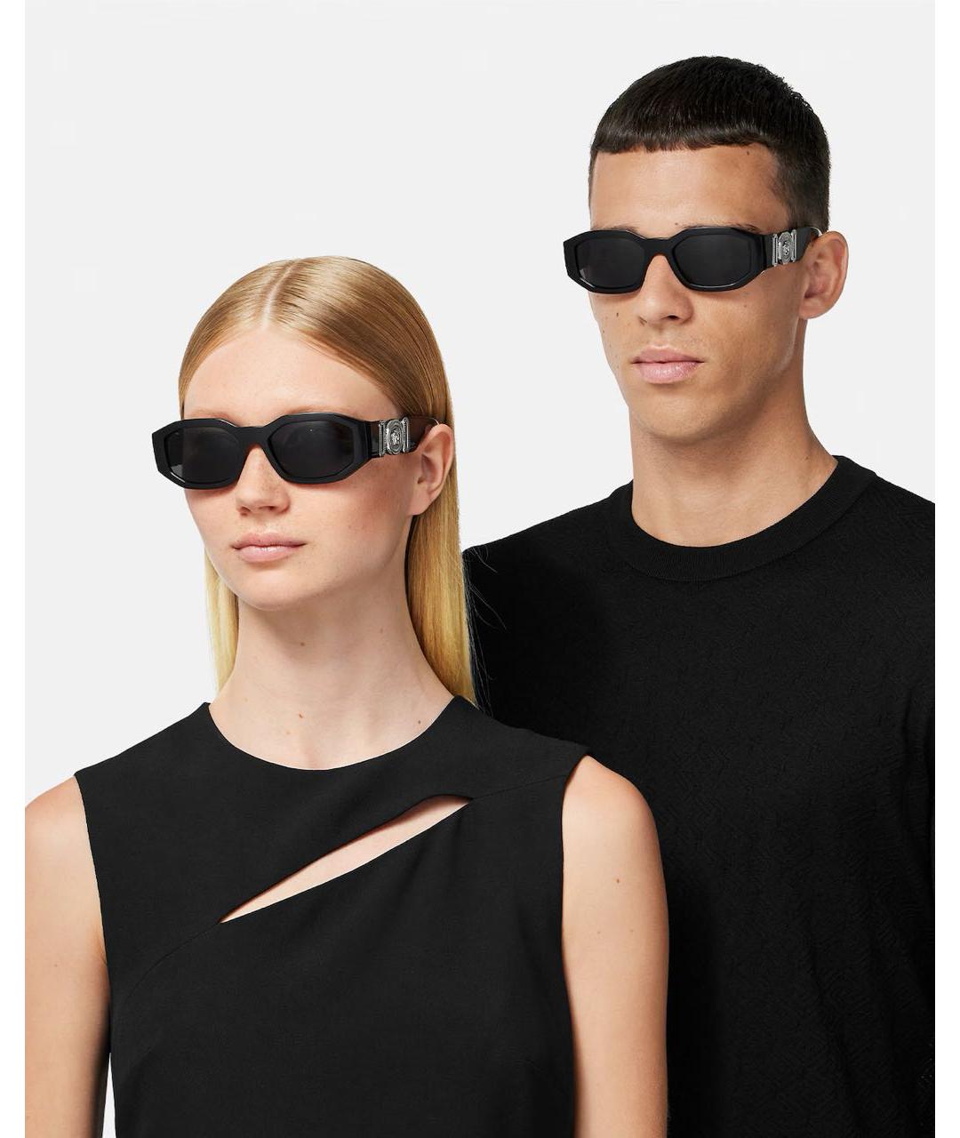 VERSACE Черные пластиковые солнцезащитные очки, фото 3