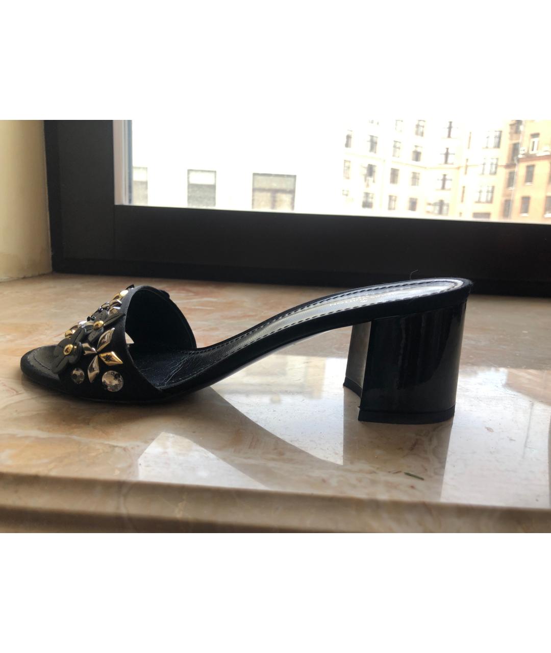 LOUIS VUITTON Черные текстильные мюли, фото 5