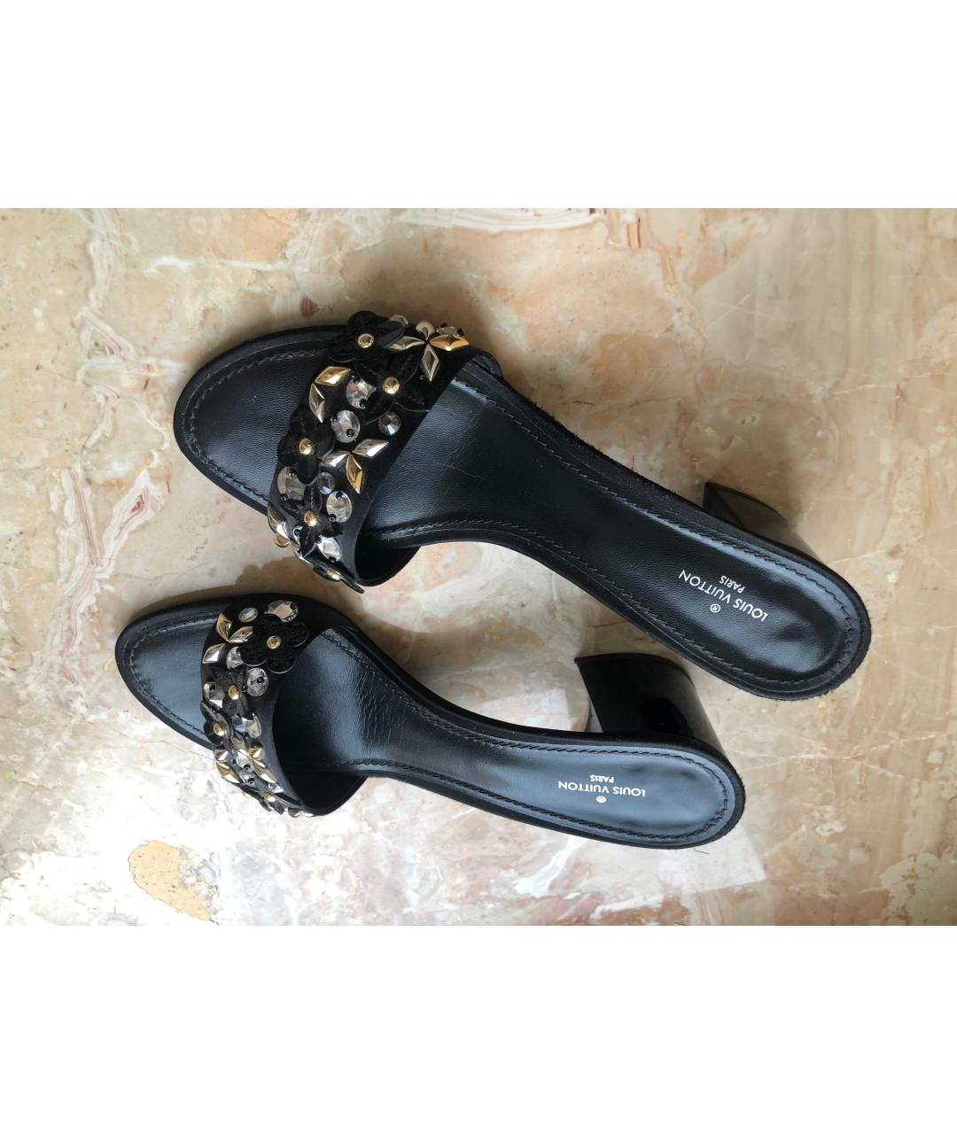 LOUIS VUITTON Черные текстильные мюли, фото 4