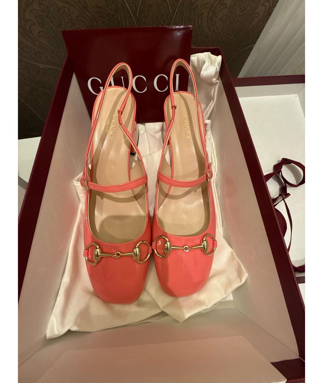 GUCCI Розовые кожаные босоножки, фото 3