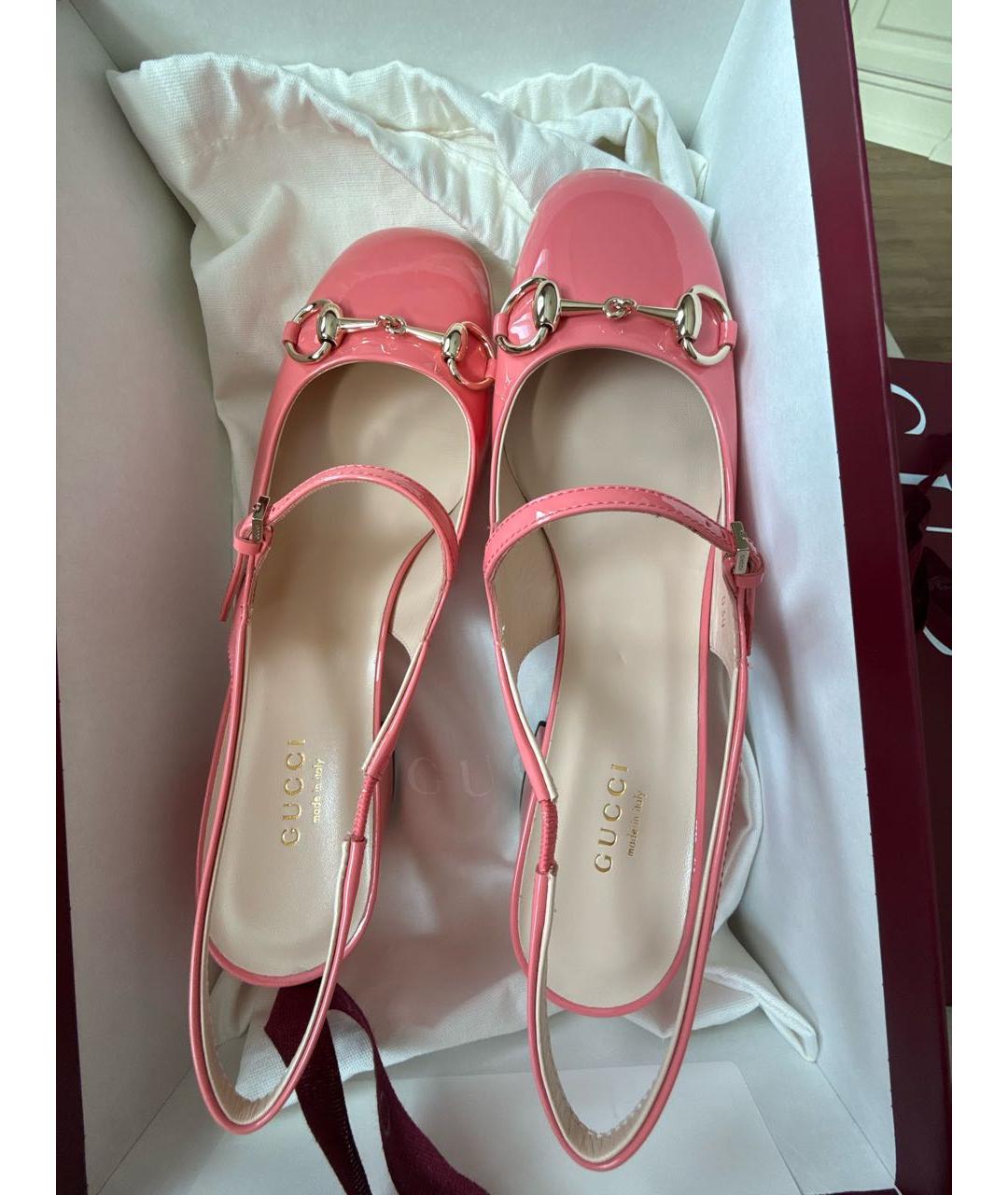 GUCCI Розовые кожаные босоножки, фото 3