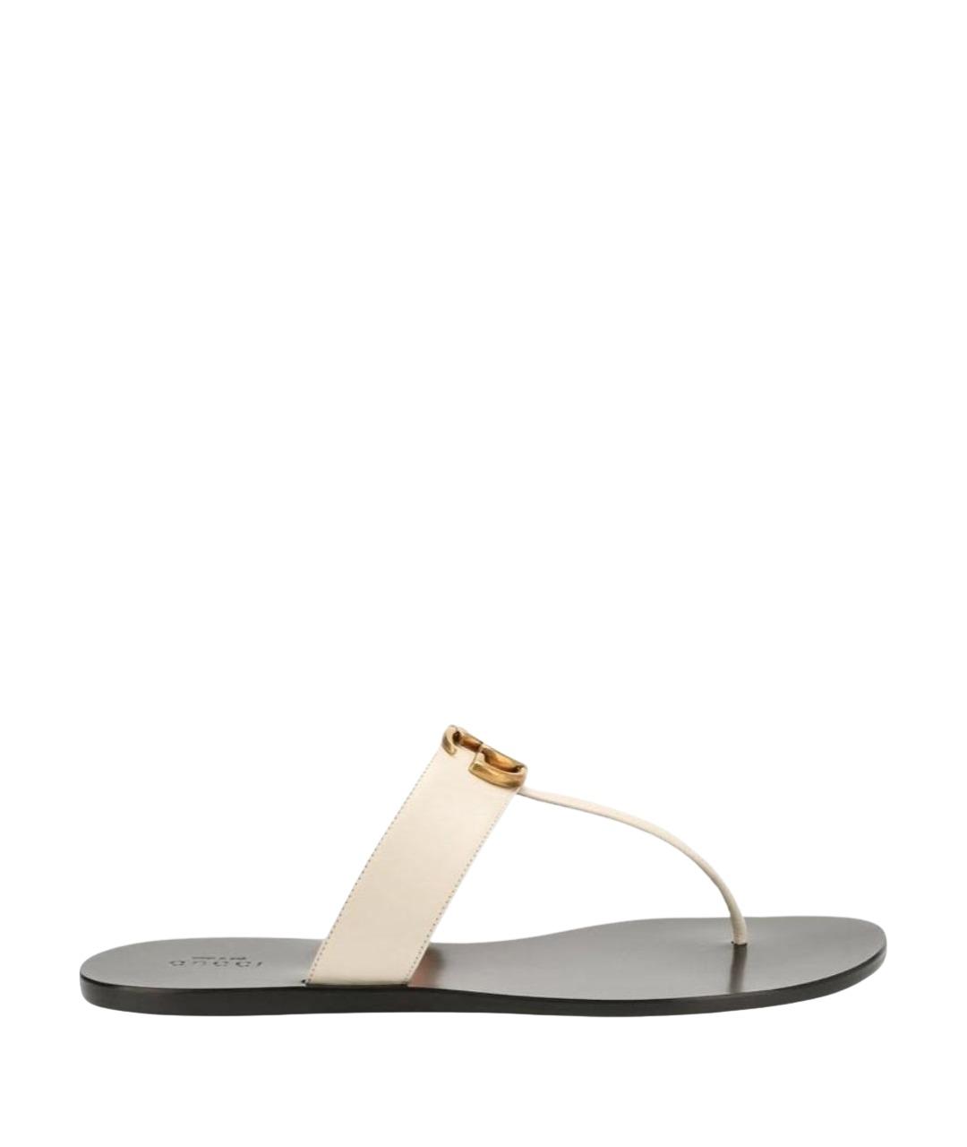 GUCCI Белые кожаные сандалии, фото 1