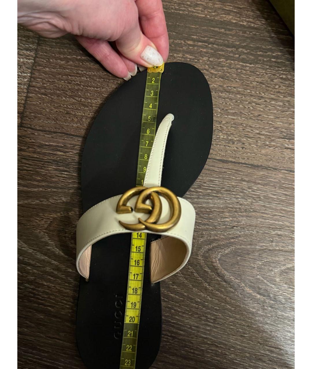 GUCCI Белые кожаные сандалии, фото 5