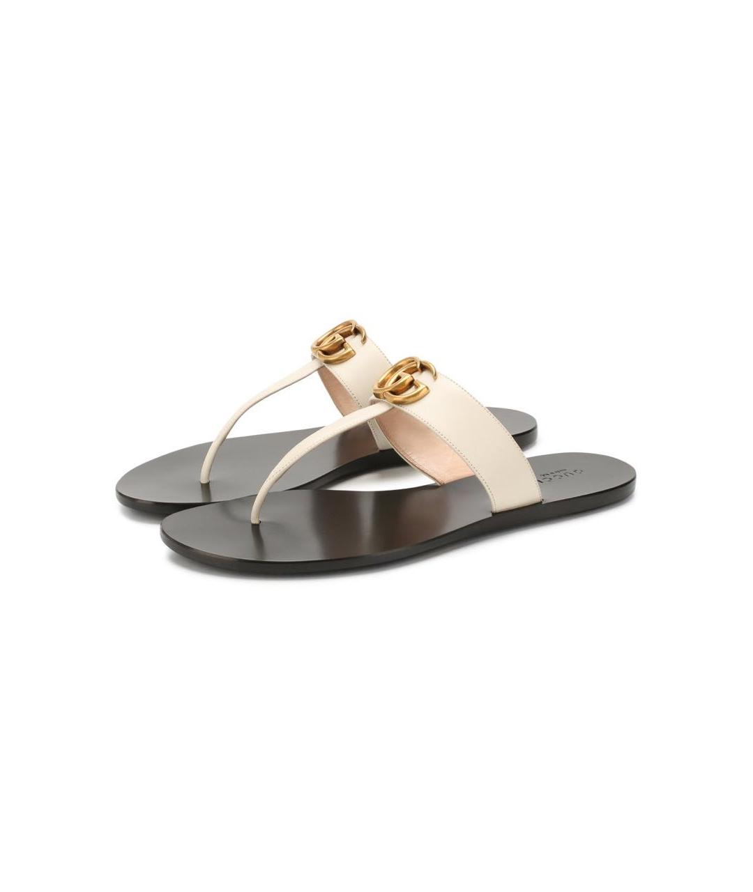 GUCCI Белые кожаные сандалии, фото 2