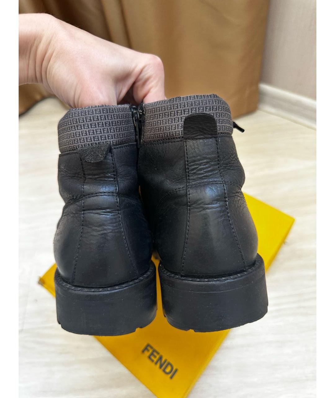 FENDI Черные кожаные ботинки, фото 4