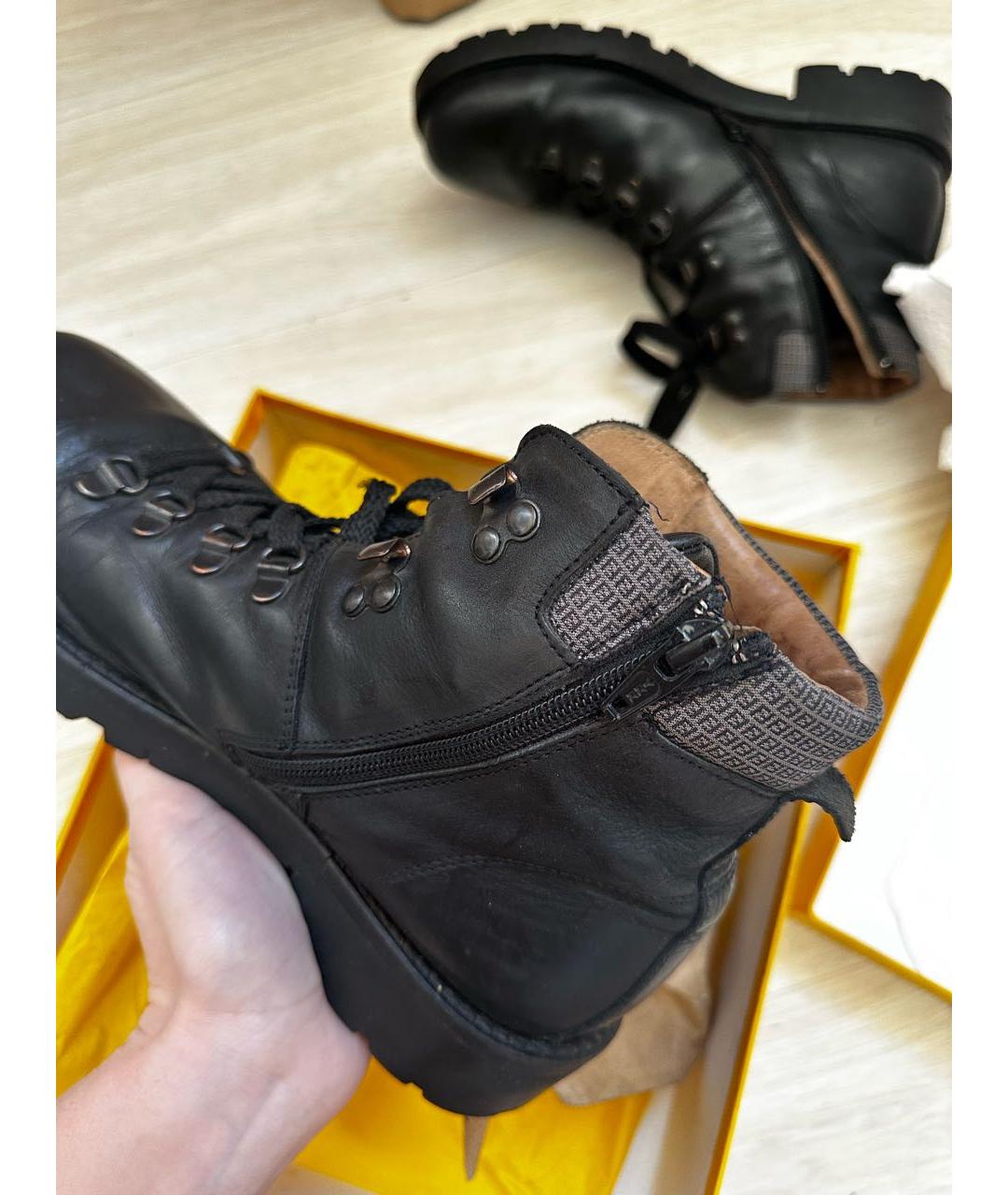 FENDI Черные кожаные ботинки, фото 7