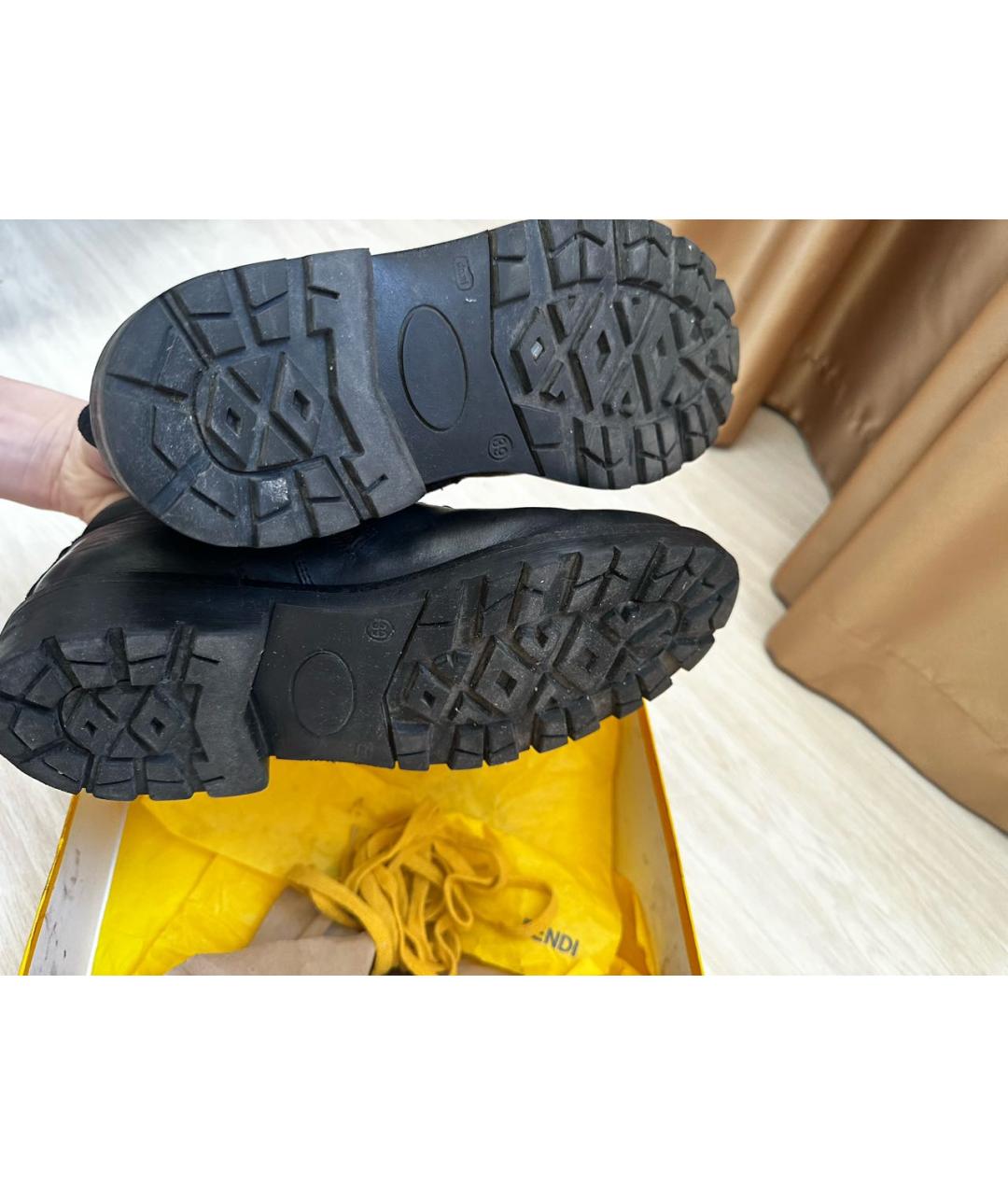 FENDI Черные кожаные ботинки, фото 6