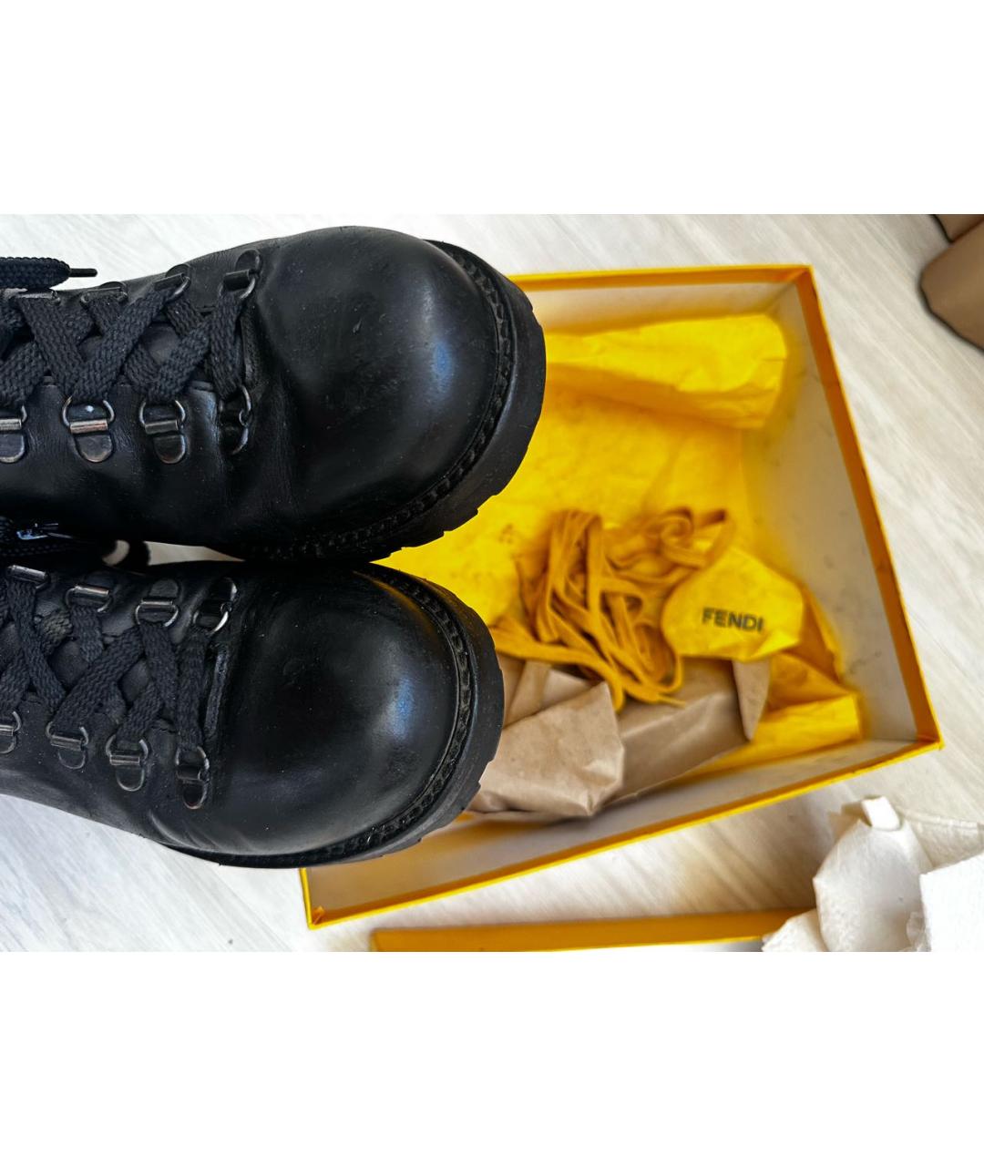 FENDI Черные кожаные ботинки, фото 8