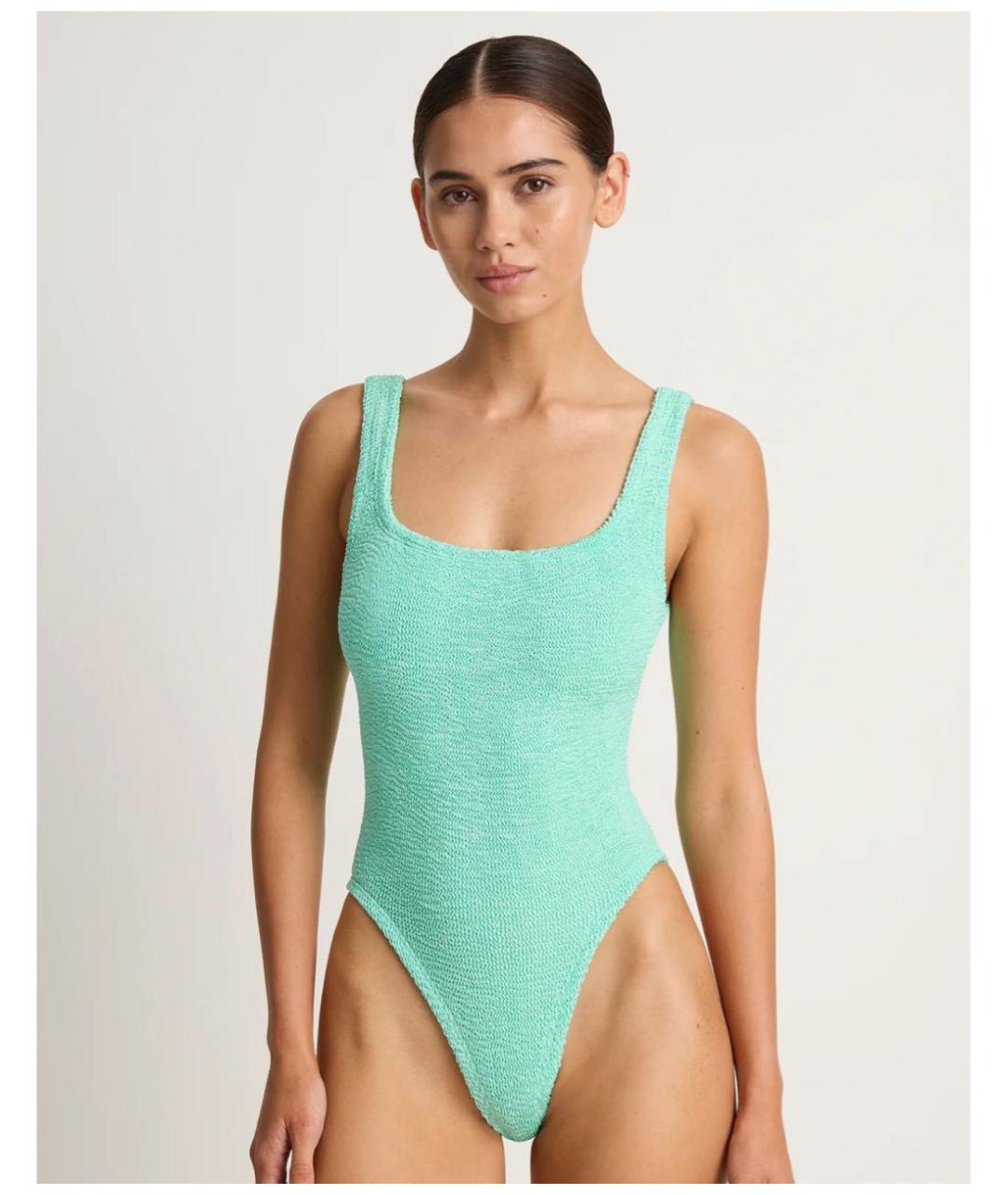 HUNZA G Бирюзовый полиамидовый купальник, фото 5