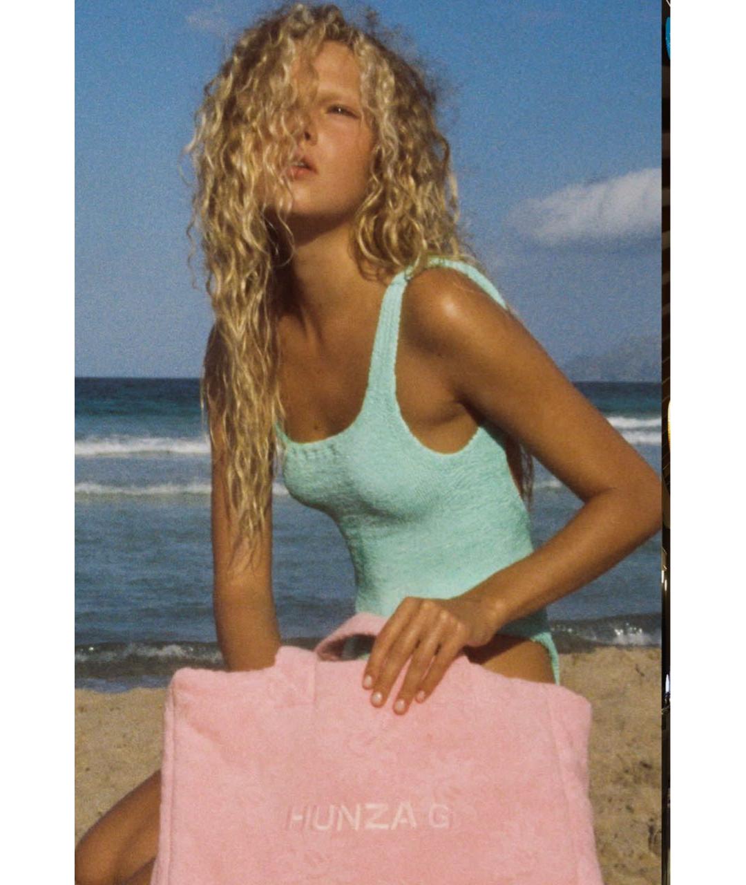 HUNZA G Бирюзовый полиамидовый купальник, фото 2