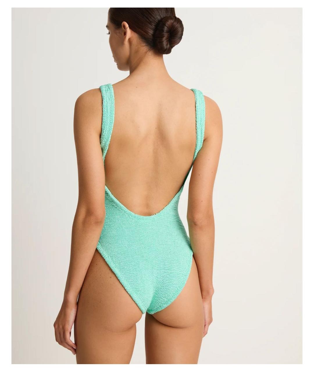 HUNZA G Бирюзовый полиамидовый купальник, фото 4