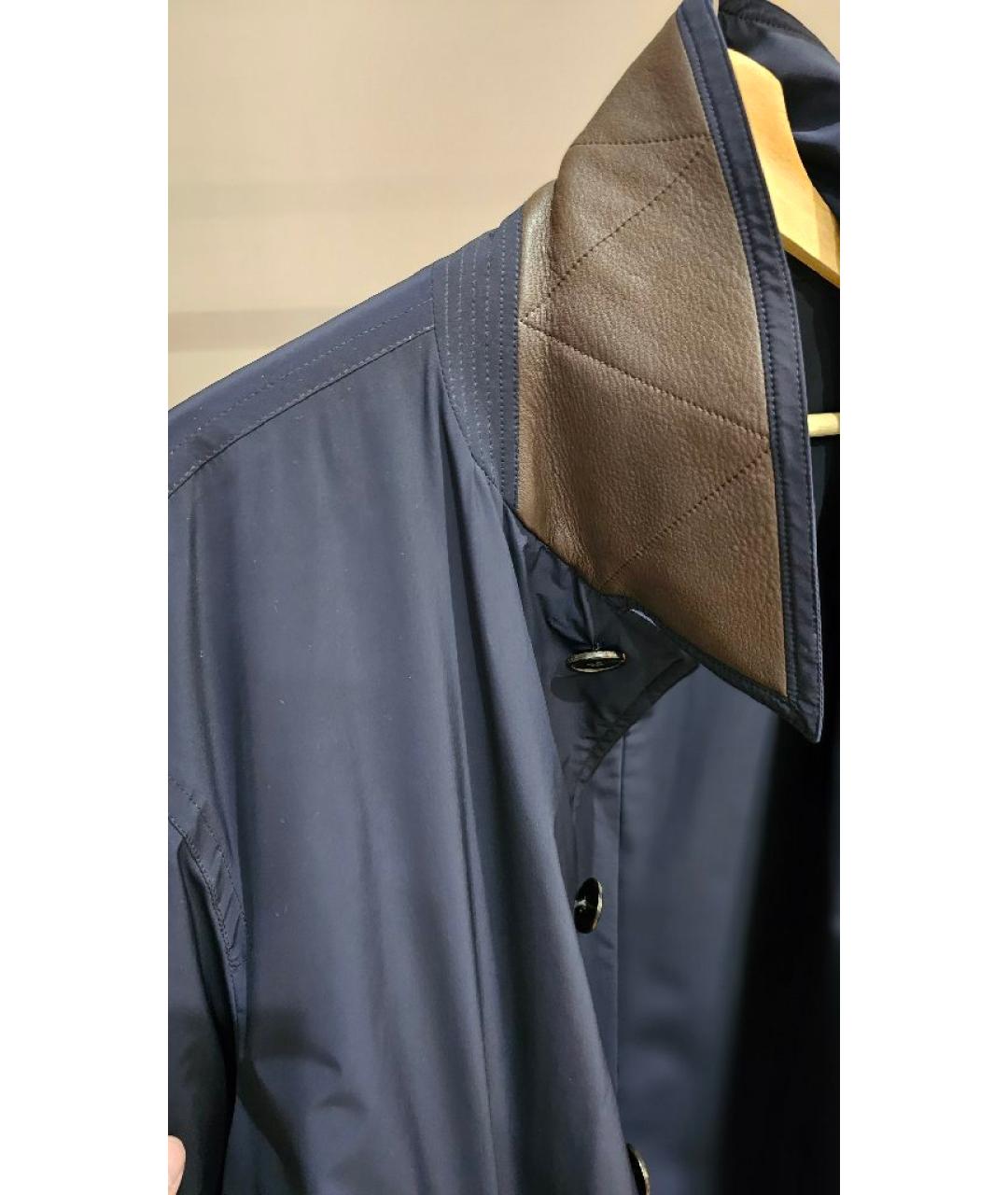 HERMES Темно-синий тренч / плащ, фото 8