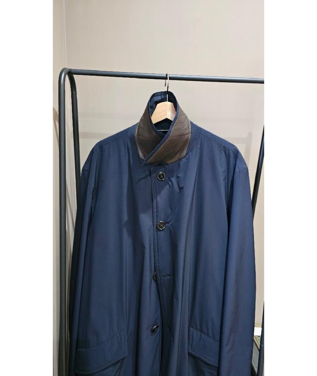 HERMES Темно-синий тренч / плащ, фото 4