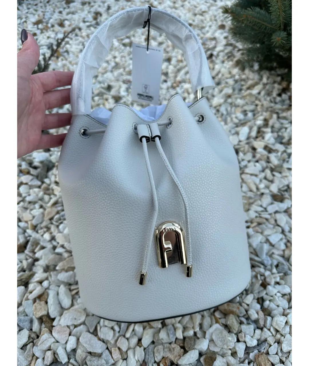 FURLA Белая кожаная сумка с короткими ручками, фото 5