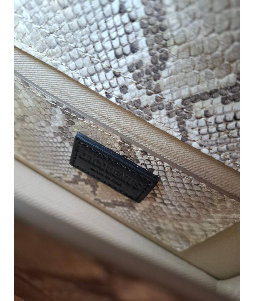 JACQUEMUS Бежевая кожаная сумка с короткими ручками, фото 5