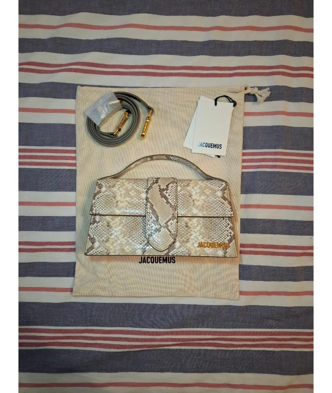 JACQUEMUS Бежевая кожаная сумка с короткими ручками, фото 8