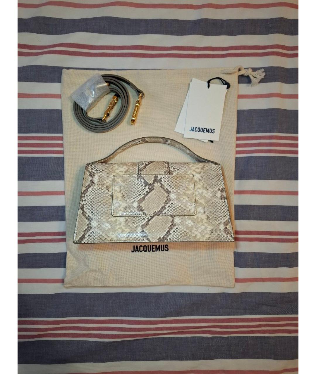 JACQUEMUS Бежевая кожаная сумка с короткими ручками, фото 3