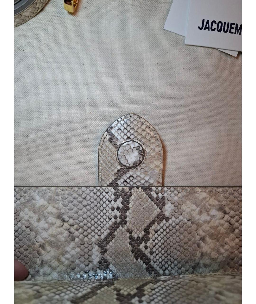 JACQUEMUS Бежевая кожаная сумка с короткими ручками, фото 4