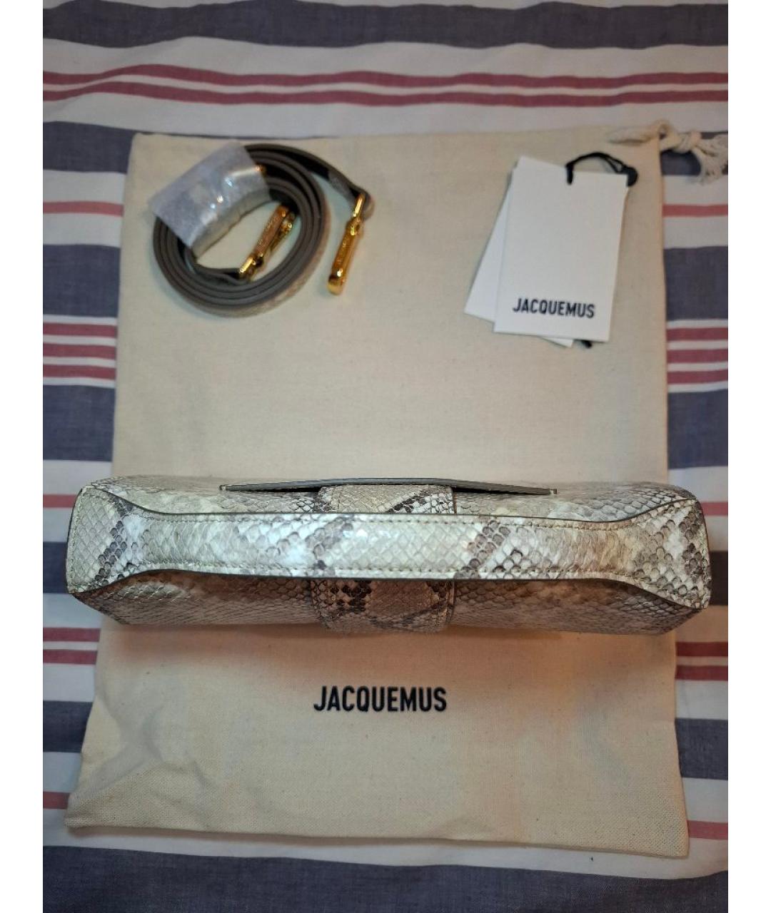 JACQUEMUS Бежевая кожаная сумка с короткими ручками, фото 7