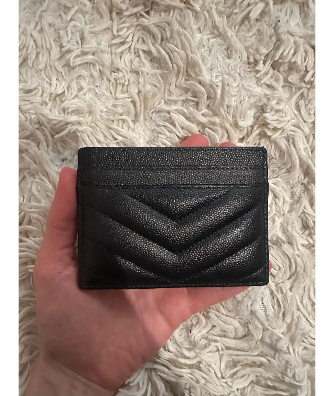 SAINT LAURENT Черный кожаный кардхолдер, фото 2