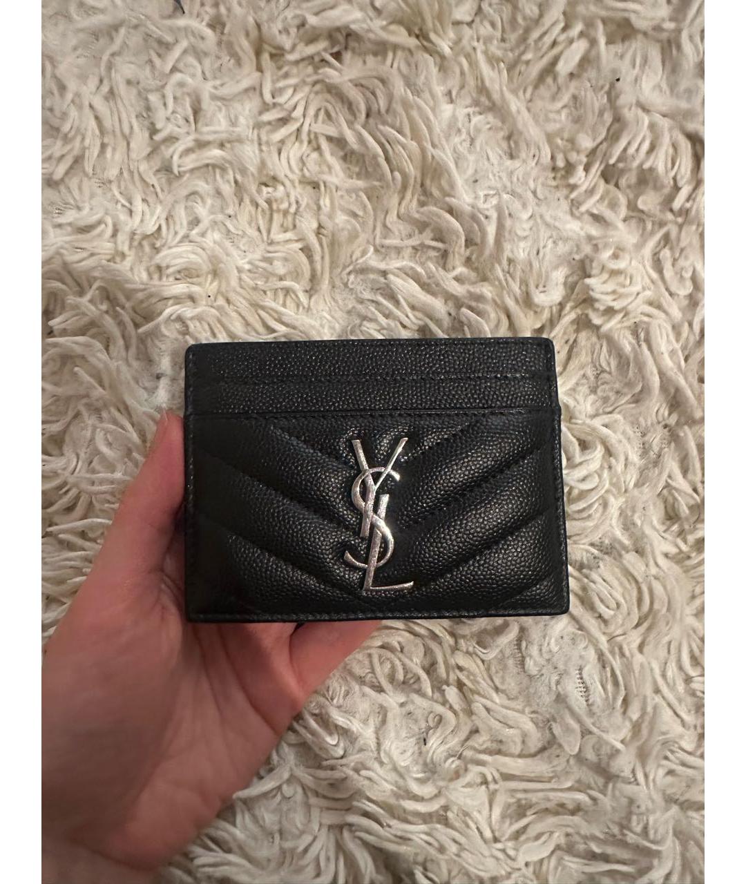 SAINT LAURENT Черный кожаный кардхолдер, фото 4