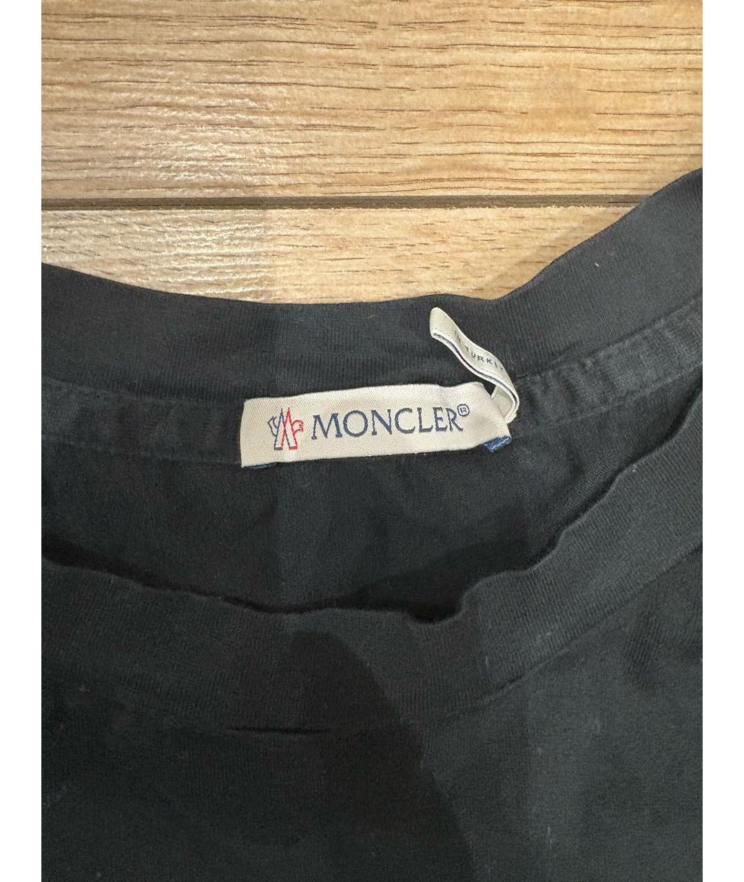 MONCLER Черная хлопковая футболка, фото 2