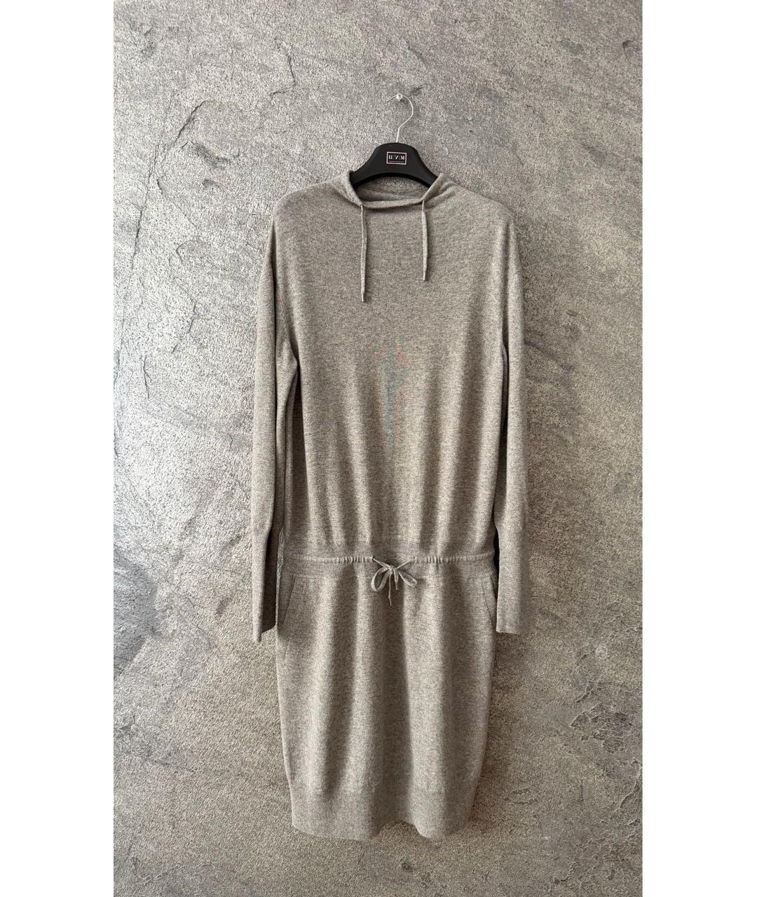LORO PIANA Серое кашемировое повседневное платье, фото 6