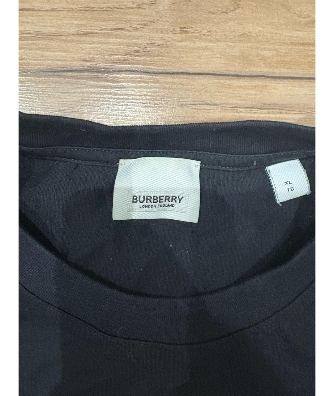 BURBERRY Черная хлопковая футболка, фото 2